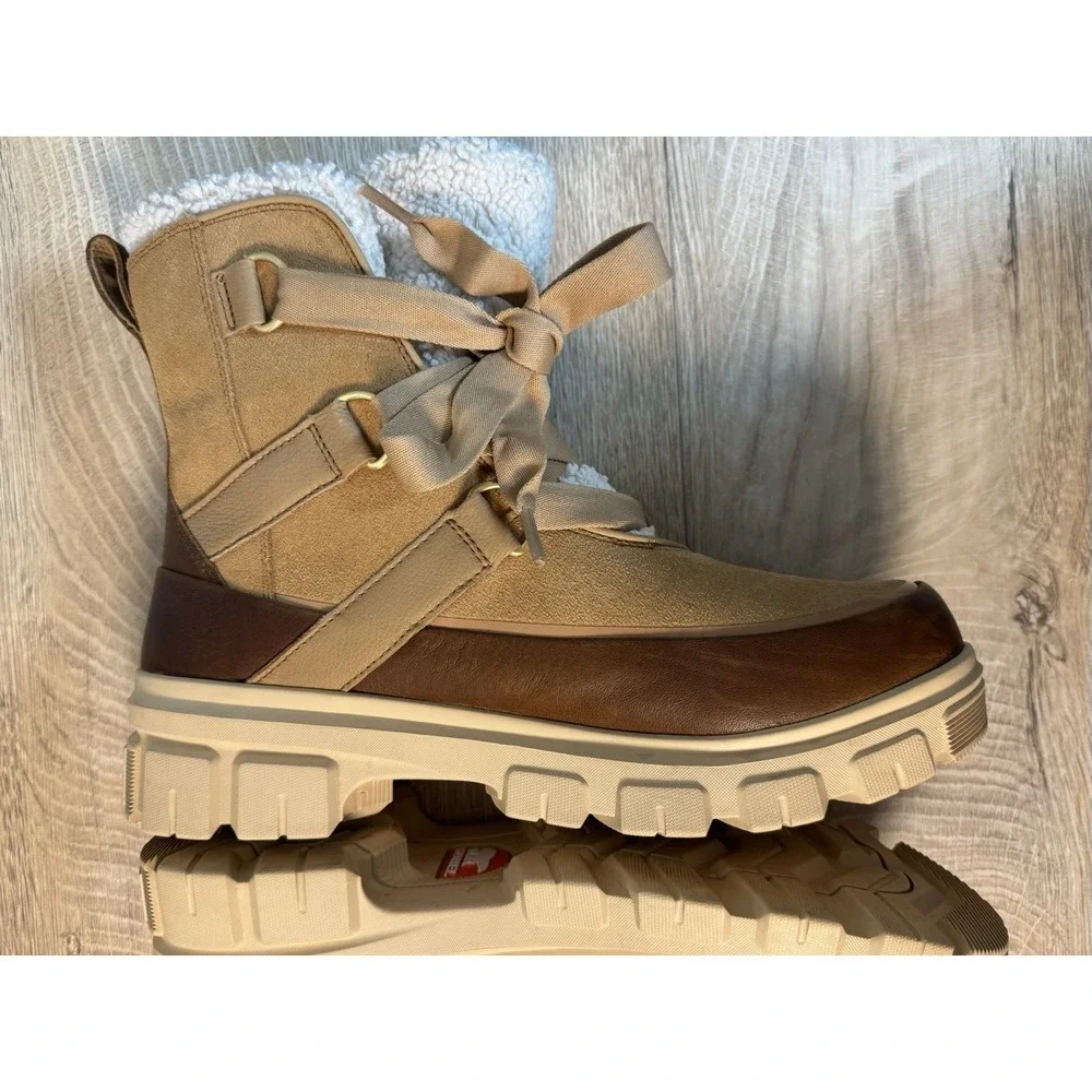 SOREL Tivoli V Resort Waterproof Women's Boots Velvet Tan 10.5 Chunky Heel Fur